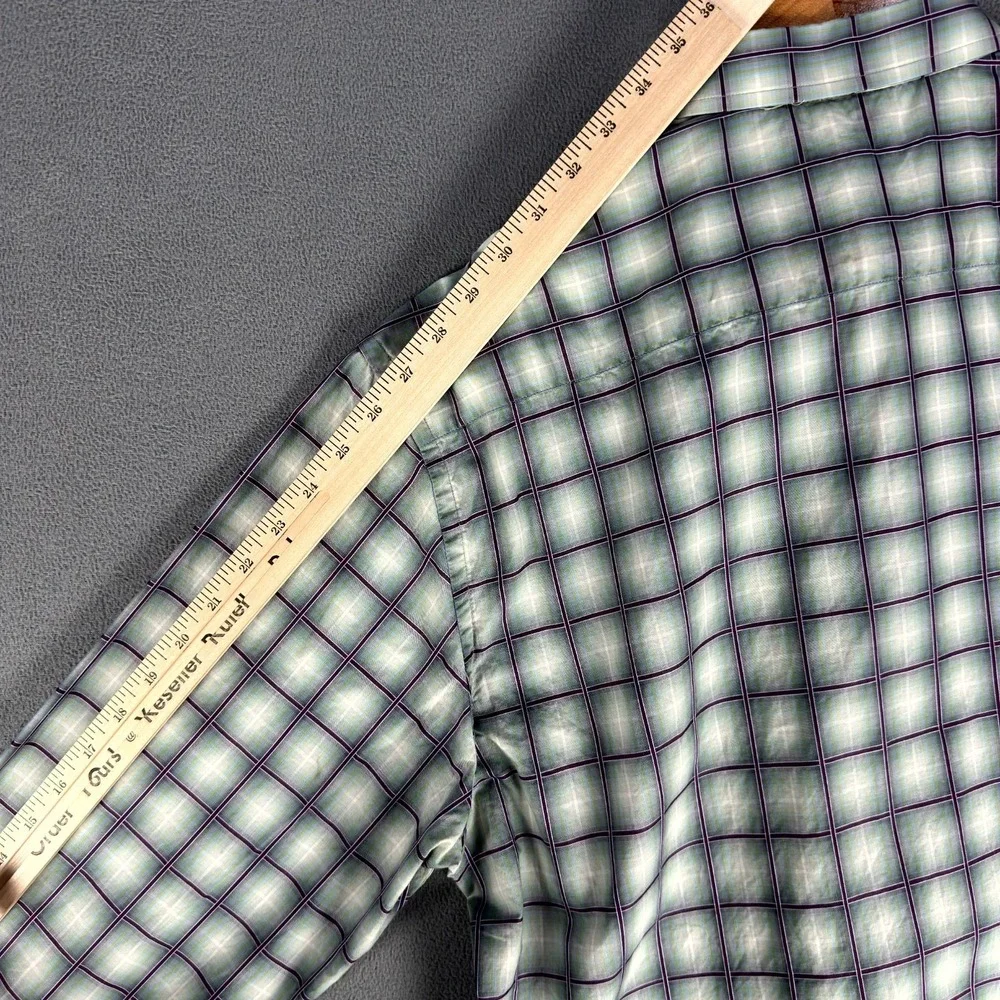 Robert Graham Shirt XL Green Purple Geometric Window Pane Colorful Flip Cuff